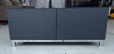 BESTÅ Shelf Unit with LAXVIKEN Doors, glass top & Chrome Kit, View more