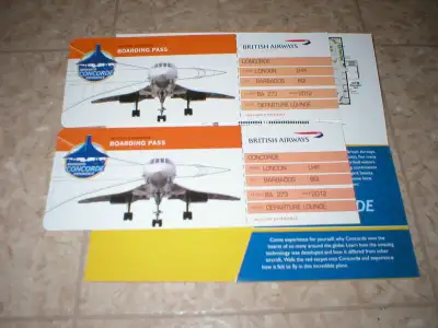 TICKET BILLET AVION CONCORDE AIRPLANE DVD BOARDING PASS SOUVENIR, View more