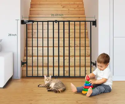 New Pack 26-43" Auto Close Baby/Dog Gate for Stairs, 2-in-1 Easy, View more