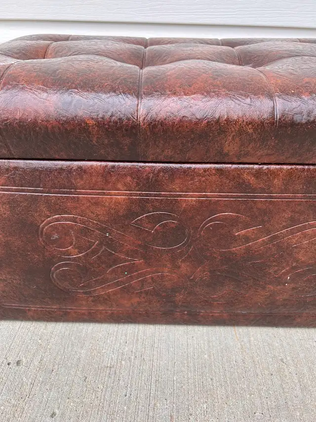 Faux Leather Storage Ottoman in Bookcases & Shelving Units in Edmonton - Image 3