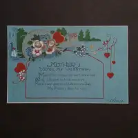 Vintage Blue Valentine Card & Lined Envelope for Mother