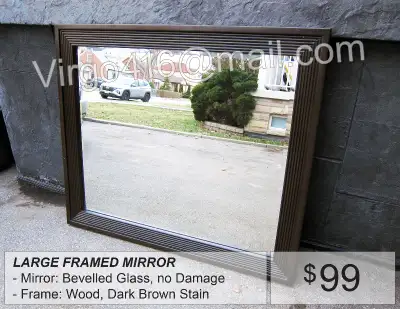 ~ MIRROR Bevelled 44in x 37,75in Frame Dark Brown ~, View more