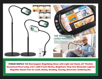 10X Magnifier Floor Lamp LED Light & Stand (IVMAIE 602FLG), View more