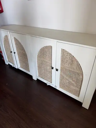 White Cane Door Cabinet, View more