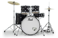 Partial black pearl drumset.
