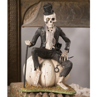 Bethany Lowe Mr. Skeleton on Pumpkin Halloween Decor NEW MINT