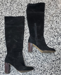 Italian suede black boots women Bottes noir en daim italien