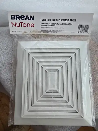 NEW Bathroom Ceiling Fan Grille. 9 5/8" x 8 5/8".  In Millwoods, View more