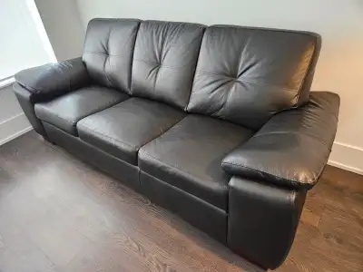 Leather Sofa – Made in Canada – W: 88”, H: 36” D: 38”, View more