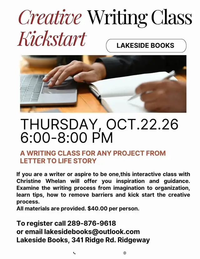 Writing Class in Ridgeway - One Week Away!
