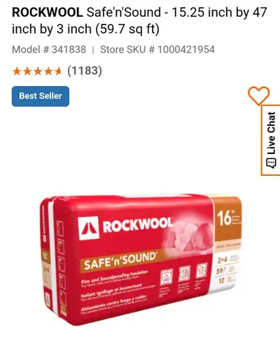 Rockwool insulation!!! Safe and Sound 16"(2x4) $69 Safe and Sound 16"(2x6) $75 R14 Comforbatt 16" (2...