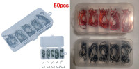 NEW Set BLACK or RED Offset Fishing Hooks - tackle gear bass rig