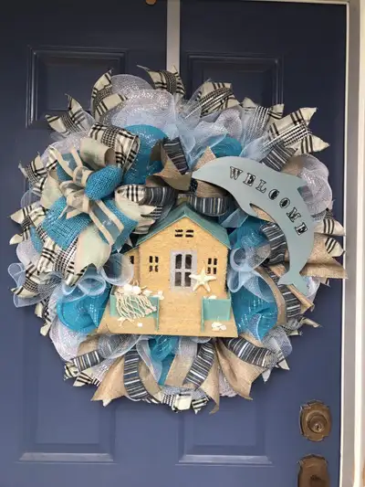 Large welcome wreath. Great for a cottage. , View more