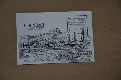 Stamps: Dominica 1985 Bach. Scott 914.