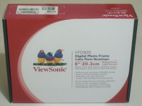 AN 8" VIEWSONIC BLACK DIGITAL PHOTO FRAME, FOR PARTS OR REPAIR