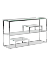 Large Chrome and Glass Console.