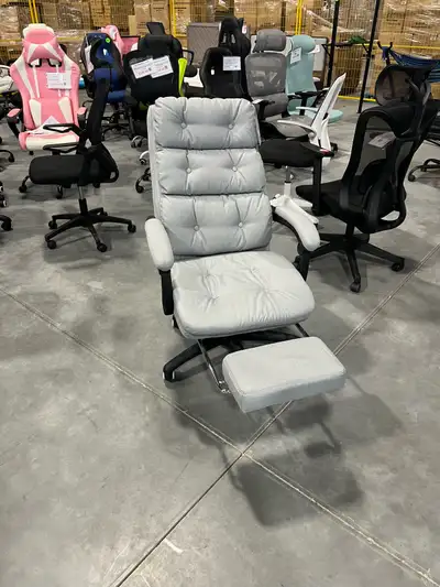 Office Chair in grey with foot rest $199, View more