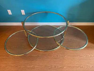 MCM Milo Baughman Style Four Level Brass Circular Coffee Table, View more