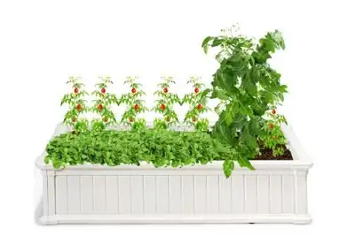 White Plastic Rectangle Plant Box Planter Raised Garden Bed, View more