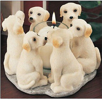 yellow Labrador Retrievers & chocolate Lab circle candleholders