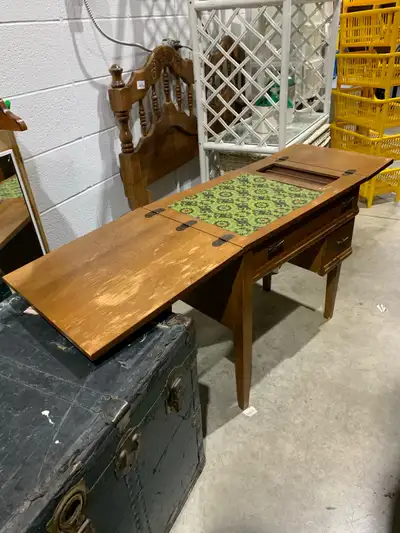 Vintage Sewing Machine Cabinet and work bench , View more