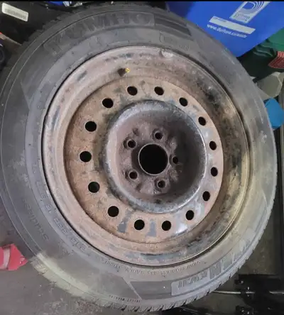 Tires are in good condition, rim is rusted on all 4 tires. 215/55R 16 97R XL