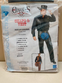 Men's Costume - Cowboy Chaps & Vest (Medium 40-42)