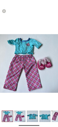 AMERICAN GIRL BRAND 18” doll outfit petals and plaid pajamas