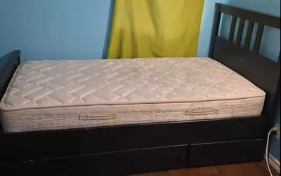 Twin size wood bed frame and mattress , View more