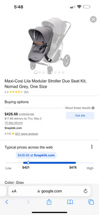 Maxi Cosi seat kit gray color 