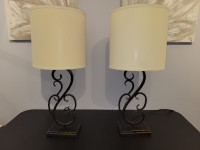 Pair of Brushed Bronze Night Table Light Lamp