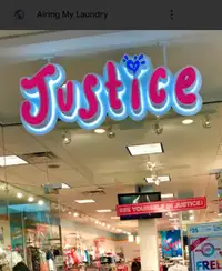 JUSTICE STORE SIGN 
