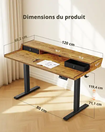 Bureau de travail ajustable., View more