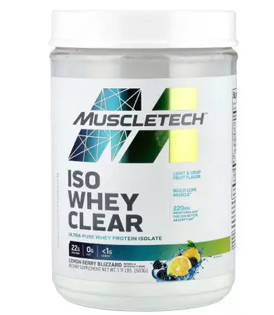 ISO Whey Clear, Ultra-Pure Whey Protein Isolate, Lemon Berry Blizzard, 1.11 lbs (503 g) Factory seal...