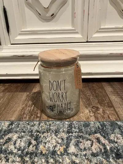 Rae Dunn Don’t Worry Bee Happy Clear Hair Ties Jar, View more