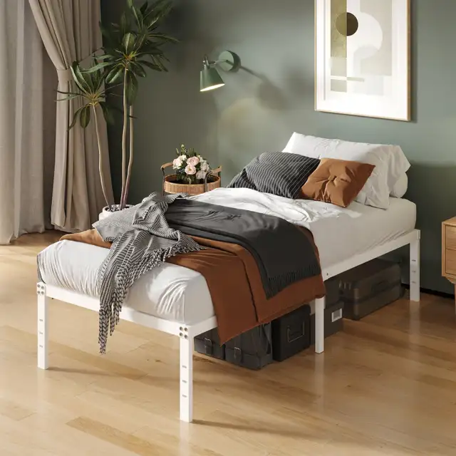 New Upcanso White Twin Bed Frames No Box Spring in Beds & Mattresses in City of Toronto - Image 6