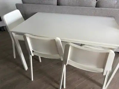 Whie Kitchen Table with 4 Chairs, View more