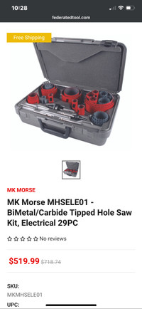 MK Morse MHSELE01 - BiMetal/Carbide Tipped Hole Saw Kit, Electri