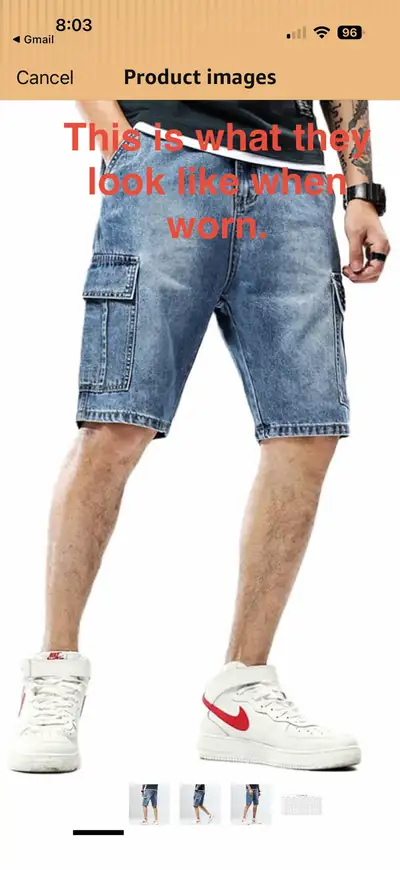 HZCX  Men’s Cargo Shorts, knee length Size: 31, blue Denim, View more