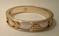 Vintage House of Harlow 1960 Aztec Bangle with White Leather