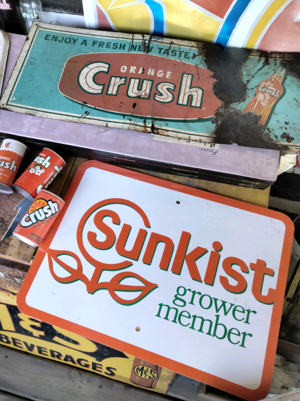 Orange soda, juice - signs, bottles in Arts & Collectibles in Barrie