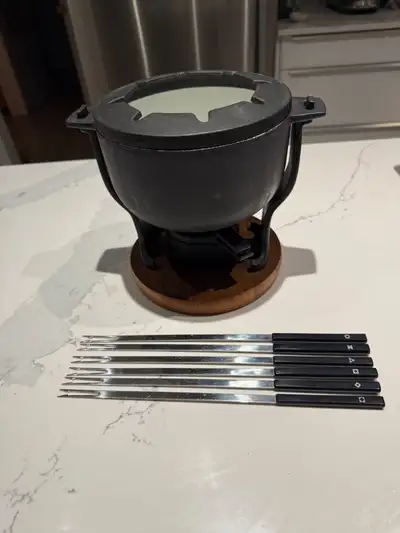 Vintage Fondue Set with forks - Digsmed - Made in Denmark Forks made in Switzerland.