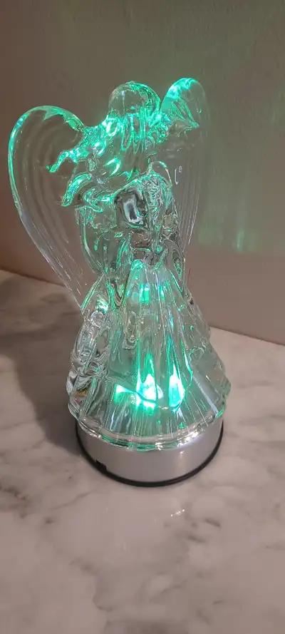 BEAUTIFUL Crystal Glass Angel Candle Holder 7 1/2" Tall, View more