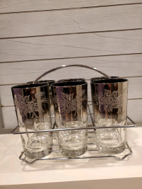Mcm vintage highball glasses with caddy