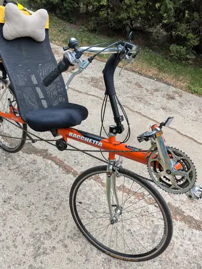A rare find,one of a kind in Saskatoon.Bacchetta(big stick) Strata recumbent road bike in excellent...