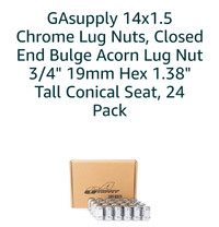 GAsupply M14x1.5 Lug Nuts - Long Bulge Acorn Closed End Chrome