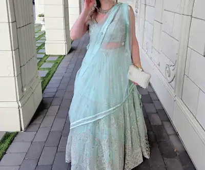 Worn once. Had top altered. Stunning set Dress can tighten or expand Size L - XL Pickup in evanston