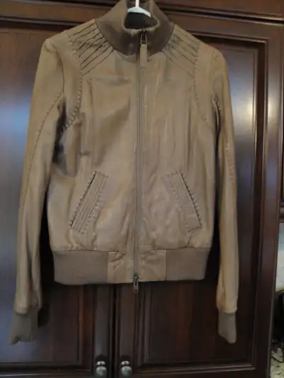 Aritzia - Mackage Ladies Leather Jacket - Taupe- Size Medium, View more