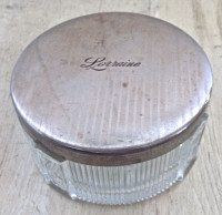 Antiquité Collection Ancien pot à crème verre-chrome Lorraine