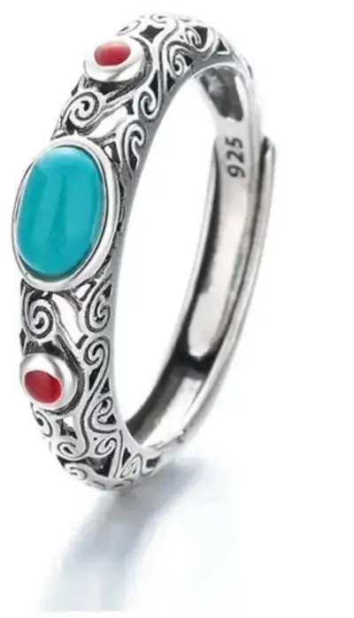 Vintage Ethnic 925 Silver Adjustable Ring, View more
